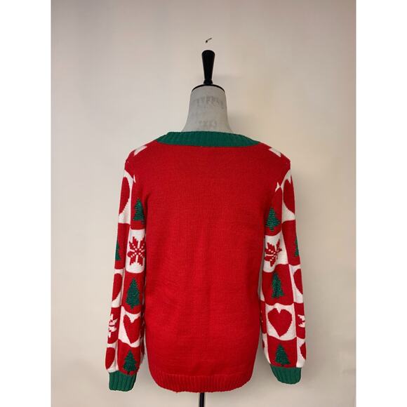 Holiday Time Cardigan Sweater Snowflakes Tree Sequins Hearts Christmas Size XS - Picture 3 of 10